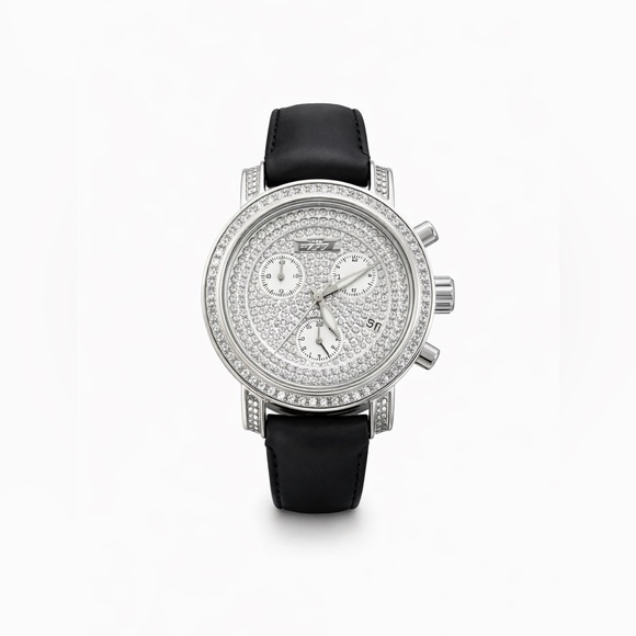 Freeze Accessories - Stainless Steel Watch with Black Leather Strap